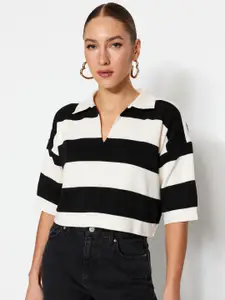 Trendyol Striped Shirt Collar Acrylic Pullover Sweater