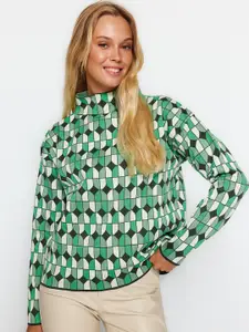 Trendyol Geometric Printed Turtle Neck Pullover