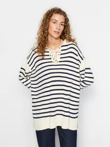 Trendyol Striped Longline Pullover Sweater