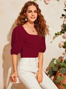 Dream Beauty Fashion Scoop Neck Puff Sleeves Top