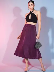 DressBerry Purple Flared Midi Skirts