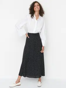 Trendyol Geometric Printed Opaque A-Line Maxi Skirts