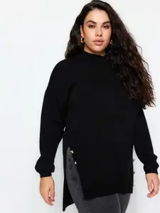 Trendyol High Neck Acrylic Longline Pullover