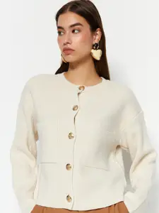 Trendyol Ribbed Long Sleeves Pure Acrylic Cardigan Sweater