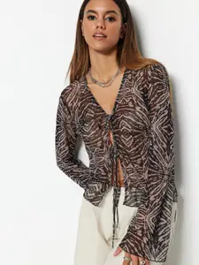 Trendyol Abstract Printed Long sleeves Top