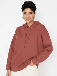 Trendyol Typography Printed Hooded Pullover Sweatshirt