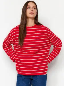 Trendyol Striped Round Neck Pullover Sweatshirt