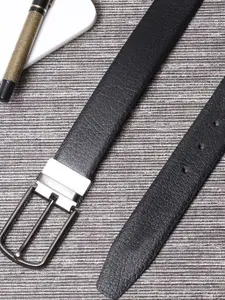 KAEZRI Men Textured Leather Reversible Formal Belt