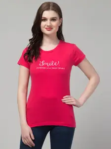 Trend Level Typography Printed Cotton T-shirt