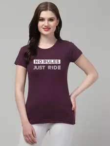 Trend Level Round Neck Short Sleeves Typography Printed Cotton T-shirt