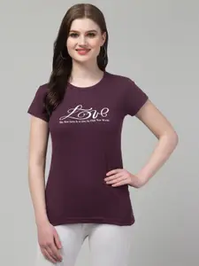 Trend Level Round Neck Short Sleeves Typography Printed Cotton T-shirt