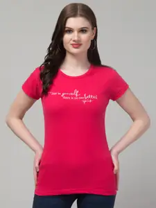 Trend Level Round Neck Typography Printed Cotton T-shirt