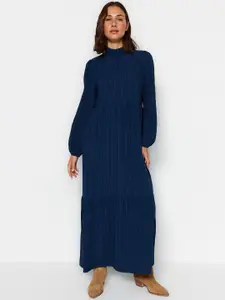 Trendyol Mock Neck Long Puff Sleeve Maxi Dress