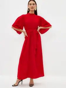 Trendyol Mock Neck Three-Quarter Flared Sleeve Maxi Dress