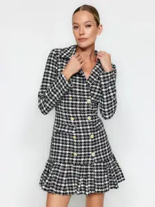 Trendyol Checked Cotton Drop-Waist Mini Dress