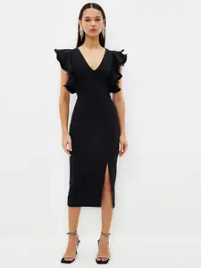 Trendyol Flutter Sleeve Sheath Midi Dress