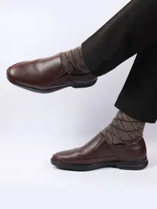 FAUSTO Men Textured Formal Slip-On Shoes