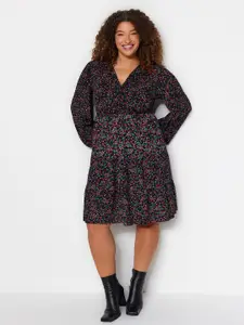Trendyol Plus Size Floral Printed Fit & Flare Midi Dress