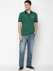 AMERICAN EAGLE OUTFITTERS Graphic Polo Collar Half Sleeves Applique Cotton Casual T-shirt