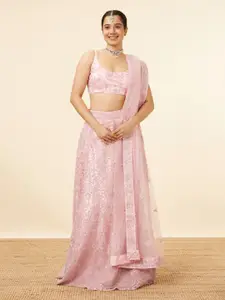 MOHEY Embroidered Semi-Stitched Lehenga & Unstitched Blouse With Dupatta