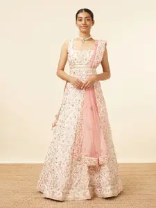 MOHEY Embroidered Semi-Stitched Lehenga & Unstitched Blouse With Dupatta