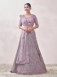 MOHEY Embroidered Semi-Stitched Lehenga & Unstitched Blouse With Dupatta
