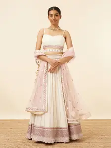 MOHEY Embroidered Sequinned Semi-Stitched Lehenga & Unstitched Blouse With Dupatta