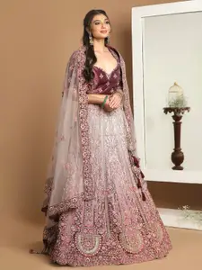 MOHEY Embroidered Semi-Stitched Lehenga & Unstitched Blouse With Dupatta & Belt