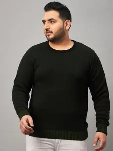 Club York Plus Size Self Design Long Sleeves Acrylic Pullover Sweater