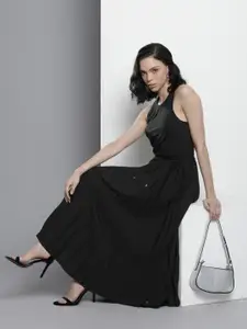 Tommy Hilfiger Solid Pleated A-Line Midi Dress