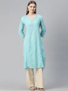 Readiprint Panelled Thread Work Pure Cotton Kurta