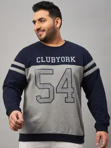 Club York Plus Size Typography Printed Round Neck Cotton Pullover