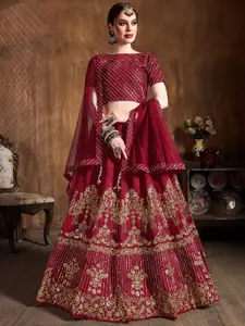 FABPIXEL Embroidered Semi-Stitched Lehenga & Unstitched Blouse With Dupatta