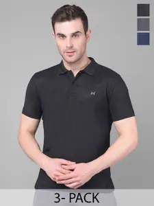Force NXT Men Pack Of 3 Anti Viral Anti Odour Cool Collared Polo Sports Solid T-Shirts