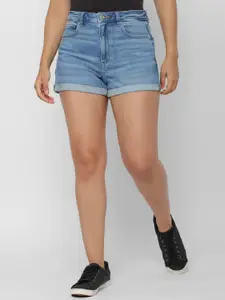 AMERICAN EAGLE OUTFITTERS Women Washed Loose Fit Stretch Denim Shorts Technology