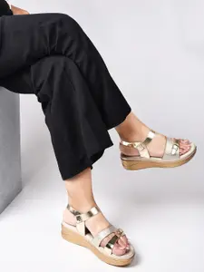 SHUZ TOUCH Wedge Sandals with Buckles