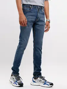FREAKINS Men Super Skinny Fit High-Rise Low Distress Light Fade Jeans