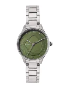Titan Women Embellished Dial & Stainless Steel Bracelet Style Analogue Watch 2649SM02