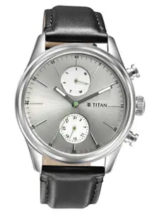 Titan Men Stainless Steel Leather Analogue Multi Function Watch 1805SL09