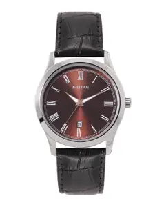 Titan Men Leather Analogue Watch 1823SL03-Brown