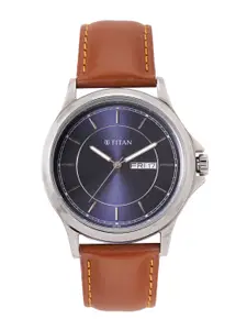 Titan Men Leather Analogue Watch 1870SL02-Blue