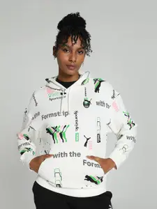Puma CLASSICS Brand Love Printed Hooded Cotton Pullover Sweatshirt