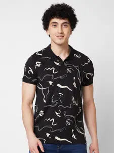 SPYKAR Printed Polo Collar Cotton Slim Fit T-shirt
