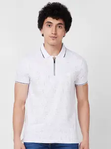 SPYKAR Printed Polo Collar Slim Fit Cotton T-shirt