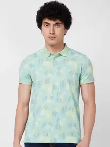 SPYKAR Floral Printed Polo Collar Slim Fit T-shirt