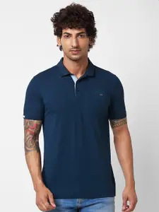 SPYKAR Polo Collar Short Sleeves Slim Fit Cotton T-shirt