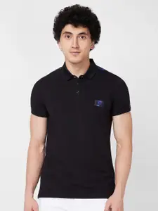 SPYKAR Polo Collar Short Sleeves Slim Fit Cotton T-shirt