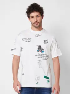 SPYKAR Round Neck Short Sleeves Typography Printed Cotton T-shirt
