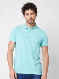 SPYKAR Polo Collar Short Sleeves Slim Fit Cotton T-shirt