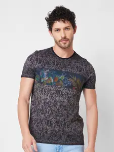 SPYKAR Typography Printed Cotton Slim Fit T-shirt